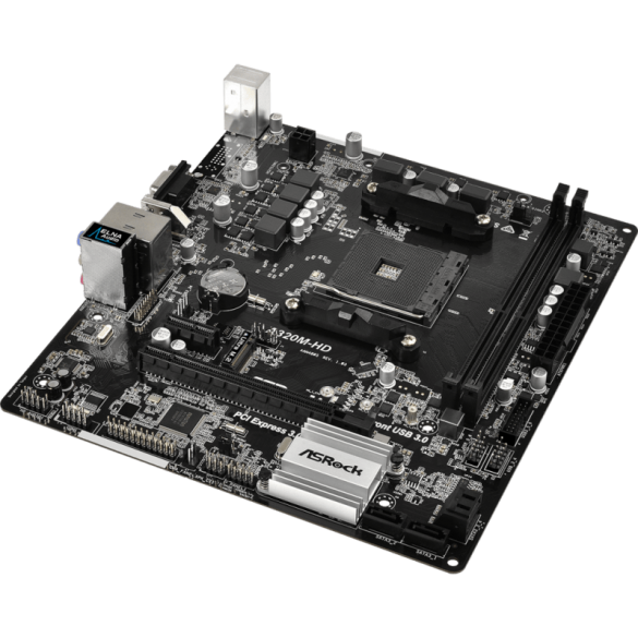 Placa-Mãe  ASRock A320M-HD, AMD AM4, mATX, DDR4