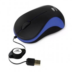 Mouse Óptico Usb Retratil  Preto e Azul C3tech Modelo: MS-10BL